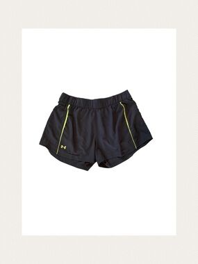 Under Armour Black Women’s Athletic Shorts with Neon Yellow Piping